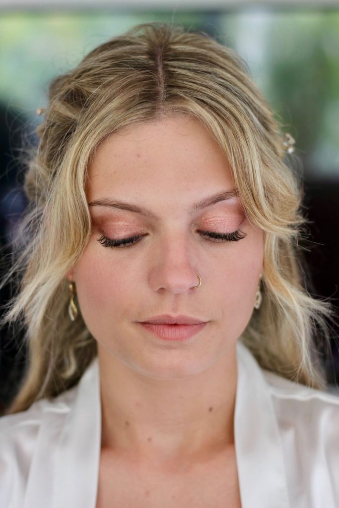 Braut Haut Detail natürlicher Glow Make-up Hochzeit